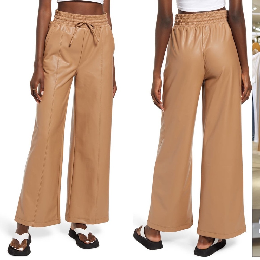 NWT Open Edit faux leather wide leg pants